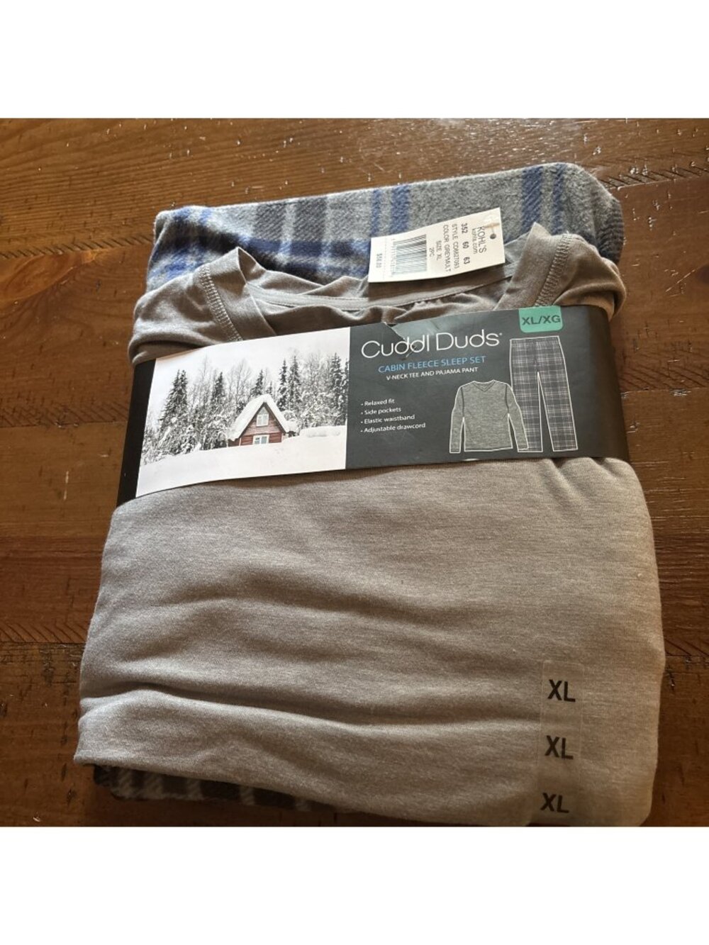 Cuddl Duds Men’s Gray Fleece Cabin Set Size XL NWT